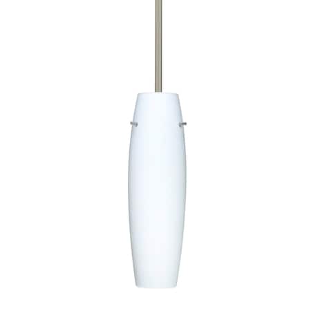 Besa Lighting Suzi Stem Pendant, Opal Matte, Satin Nickel Finish, 1x100W Incandescent 1TT-489707-SN